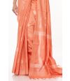 PEACH GHICHHA SILK, SELF THREAD DESIGN ON PALLU WITH MATCHING BLOUSE PIECE