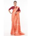 PEACH GHICHHA SILK, SELF THREAD DESIGN ON PALLU WITH MATCHING BLOUSE PIECE