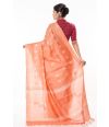 PEACH GHICHHA SILK, SELF THREAD DESIGN ON PALLU WITH MATCHING BLOUSE PIECE