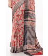 BRICK BODY TUSSAR GHICHHA, ALL OVER PRINT, CONTRAST STRIPED PALLU, CONTRAST STRIPED BLOUSE PIECE