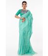 AQUA GREEN GHICHHA SILK, SELF THREAD DESIGN ON PALLU WITH MATCHING BLOUSE PIECE