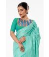 AQUA GREEN GHICHHA SILK, SELF THREAD DESIGN ON PALLU WITH MATCHING BLOUSE PIECE