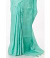 AQUA GREEN GHICHHA SILK, SELF THREAD DESIGN ON PALLU WITH MATCHING BLOUSE PIECE