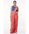 BURNT PEACH GHICHHA SILK, SELF THREAD DESIGN ON PALLU WITH MATCHING BLOUSE PIECE