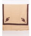 BISCOTTI COLOURED PLAIN BODY TRADITIONAL SHAWL NARROW BORDER WITH EMBROIDERY 
