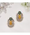 YELLOW & GREEN MONALISA STONE SETTING ELEPHANT PATTERN EARRING