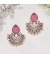 PINK MONALISA STONE SETTING CHANDBALI EARRING