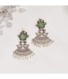 GREEN MONALISA STONE SETTING OXIDISED GERMAN SILVER EARRING