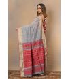 GREY PURE HANDLOOM SAREE WITH CONTRAST PALLU