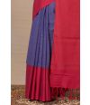 INK BLUE COTTON HANDLOOM WITH CONTRAST RED BORDER