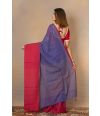 INK BLUE COTTON HANDLOOM WITH CONTRAST RED BORDER