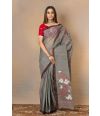 MIDNIGHT GREY DHAKAI JAMDANI WEAVE MUSLIN SAREE