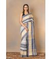SOFT PURE HANDLOOM SAREE WITH ALL OVER BLUE STRIPES