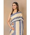 SOFT PURE HANDLOOM SAREE WITH ALL OVER BLUE STRIPES