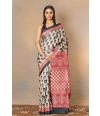HAND BLOCK PRINTED ON PURE TUSSAR SILK SAREE