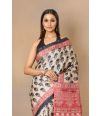 HAND BLOCK PRINTED ON PURE TUSSAR SILK SAREE
