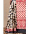 HAND BLOCK PRINTED ON PURE TUSSAR SILK SAREE