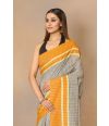 CLASSY ALL OVER CHEQUERED SAREE WITH A TINT OF ORANGE