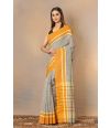 CLASSY ALL OVER CHEQUERED SAREE WITH A TINT OF ORANGE
