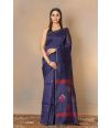 Silver zari and Resham threadwork artisanal handloom saree