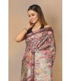 KALAMKARI PRINT ON MULBERRY HUE SEMI TUSSAR