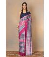BEAUTIFULLY COMBINED PINK BLUE THREAD - COTTON HANDLOOM SAREE