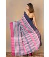BEAUTIFULLY COMBINED PINK BLUE THREAD - COTTON HANDLOOM SAREE