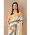BEAUTIFULLY COMBINED YELLOW BLACK THREAD - COTTON HANDLOOM SAREE