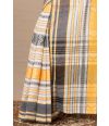 BEAUTIFULLY COMBINED YELLOW BLACK THREAD - COTTON HANDLOOM SAREE