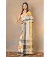 BEAUTIFULLY COMBINED YELLOW BLACK THREAD - COTTON HANDLOOM SAREE