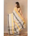 BEAUTIFULLY COMBINED YELLOW BLACK THREAD - COTTON HANDLOOM SAREE