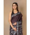 HAND BLOCK PRINT ON BLACK PURE SILK SAREE