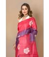 BUBBLEGUM HUE GACHHI TUSAAR WITH FLORAL PRINTS