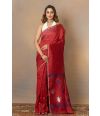 Silver zari with Resham threadwork artisanal handloom saree