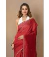 Silver zari with Resham threadwork artisanal handloom saree