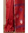 Silver zari with Resham threadwork artisanal handloom saree