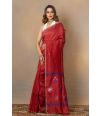 Silver zari with Resham threadwork artisanal handloom saree