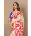FLORAL KANTHA WORK ON PURE TUSSAR SILK SAREE