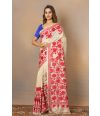 FLORAL KANTHA WORK ON PURE TUSSAR SILK SAREE