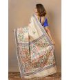 KANTHA STITCH ON HAND PAINTED PURE TUSSAR SILK SAREE
