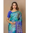 Rajwadi Peacock blue Resham  Gujarati stitch pure silk saree  