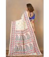 Beige Rajwadi Resham Gujarati stitch pure silk saree