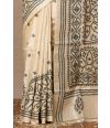 Rajwadi Resham on beige pure silk saree with Gujarati work