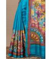 MULTICOLOUR KANTHA WORK ON PURE TUSSAR SILK SAREE