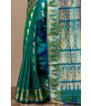 PURE PEACOCK BLUE BALUCHARI SAREE WITH ALL OVER ZARI WORK