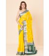  BANARASI SAREE WITH ALL OVER SILVER THREAD WORK, CONTRAST BORDER, PALLU & BLOUSE PIECE