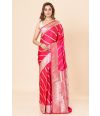 STRIPED RED KATAN BANARASI WITH ALL OVER ZARI WORK & MATCHING BLOUSE PIECE