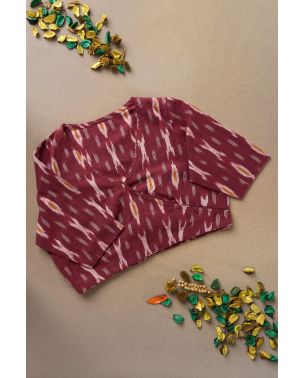 COTTON IKAT PRINTED MAROON ALTERABLE BLOUSE