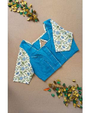 COTTON FLORAL SLEEVES ALTERABLE BLOUSE
