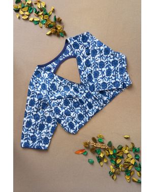 INDIGO PRINTED COTTON ALTERABLE BLOUSE